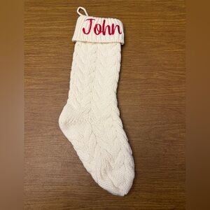 Cozy Cream Knit Christmas Stocking - JOHN
